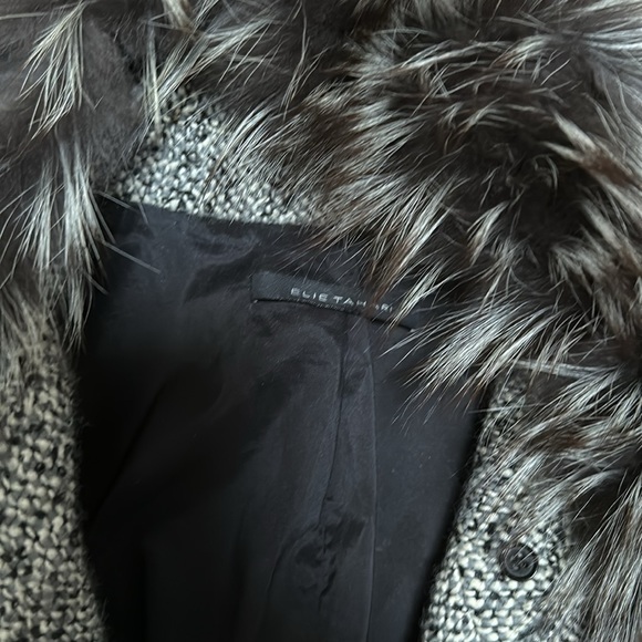 Elie Tahari tweed coat with fur collar size small - Picture 2 of 11